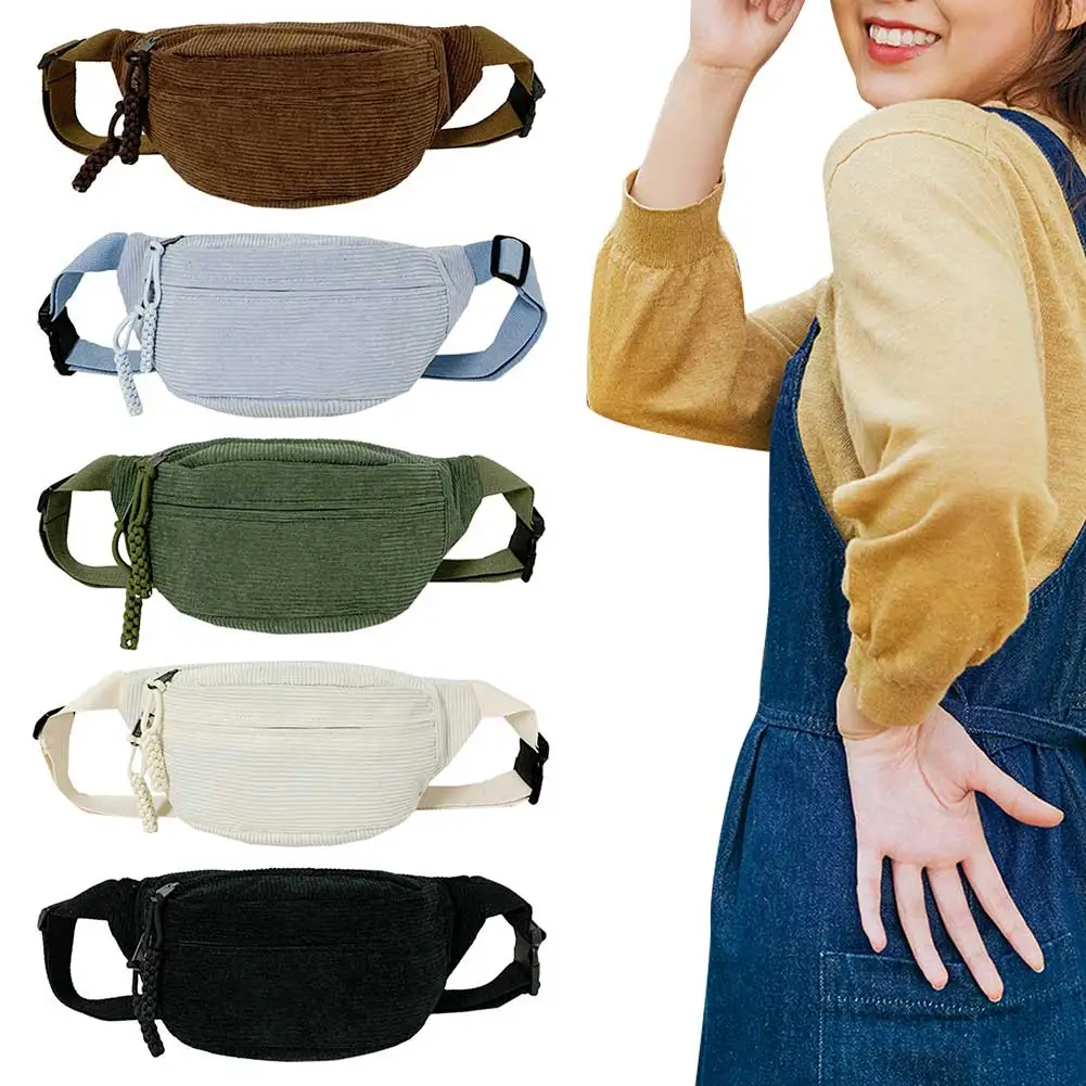 

Women Trendy Crossbody Bag Large Capacity Corduroy Chest Bag Fashion Waist Bag Adjustable Strap Multifunction Commuting Bag