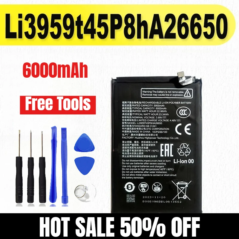 

6000 мАч Li3959t45p8ha26650 для ZTE Nubia Neo2 5G Z2352N аккумуляторы для мобильных телефонов + бесплатные инструменты