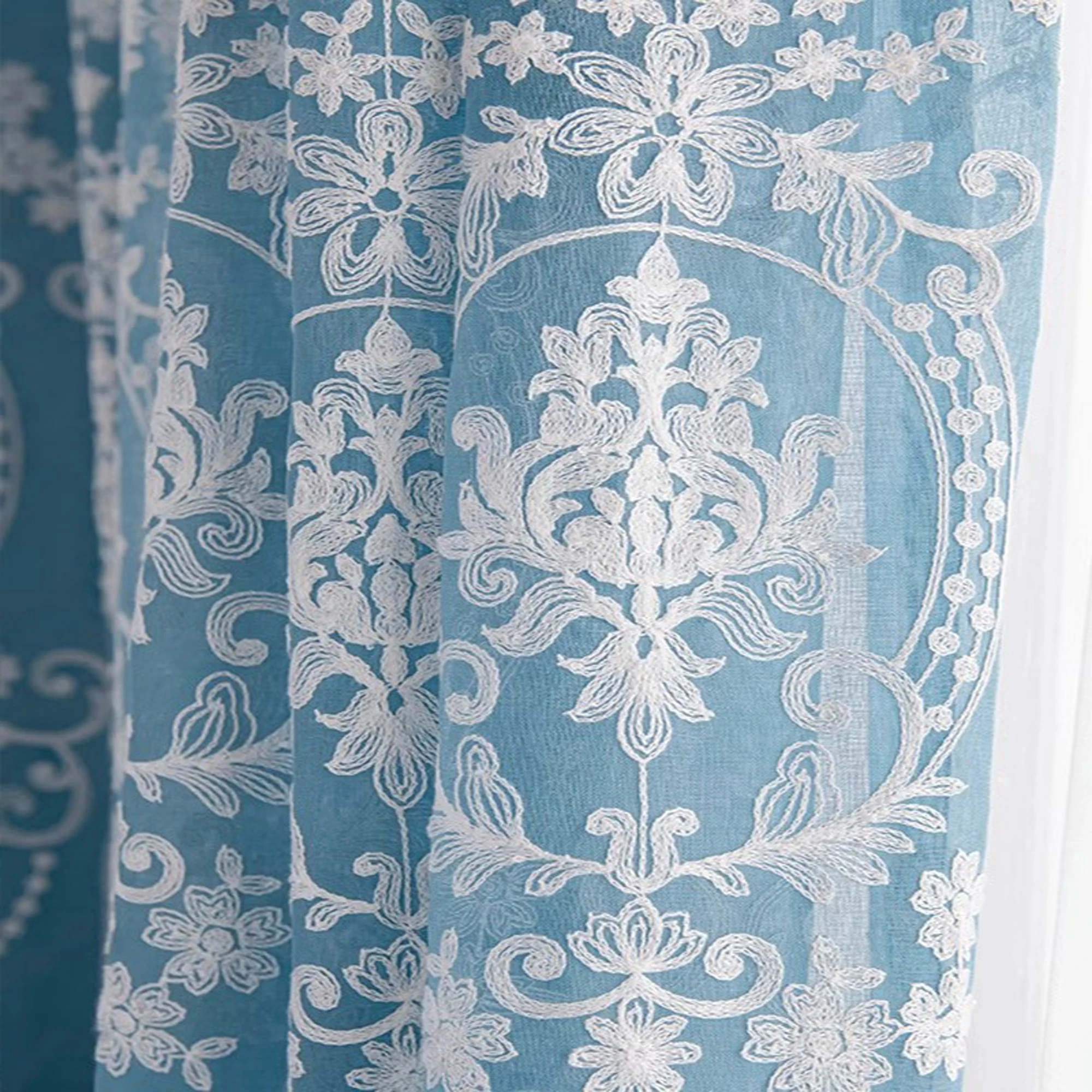 1pc French embroidered curtains, living room balcony bay windows, bedroom window screens
