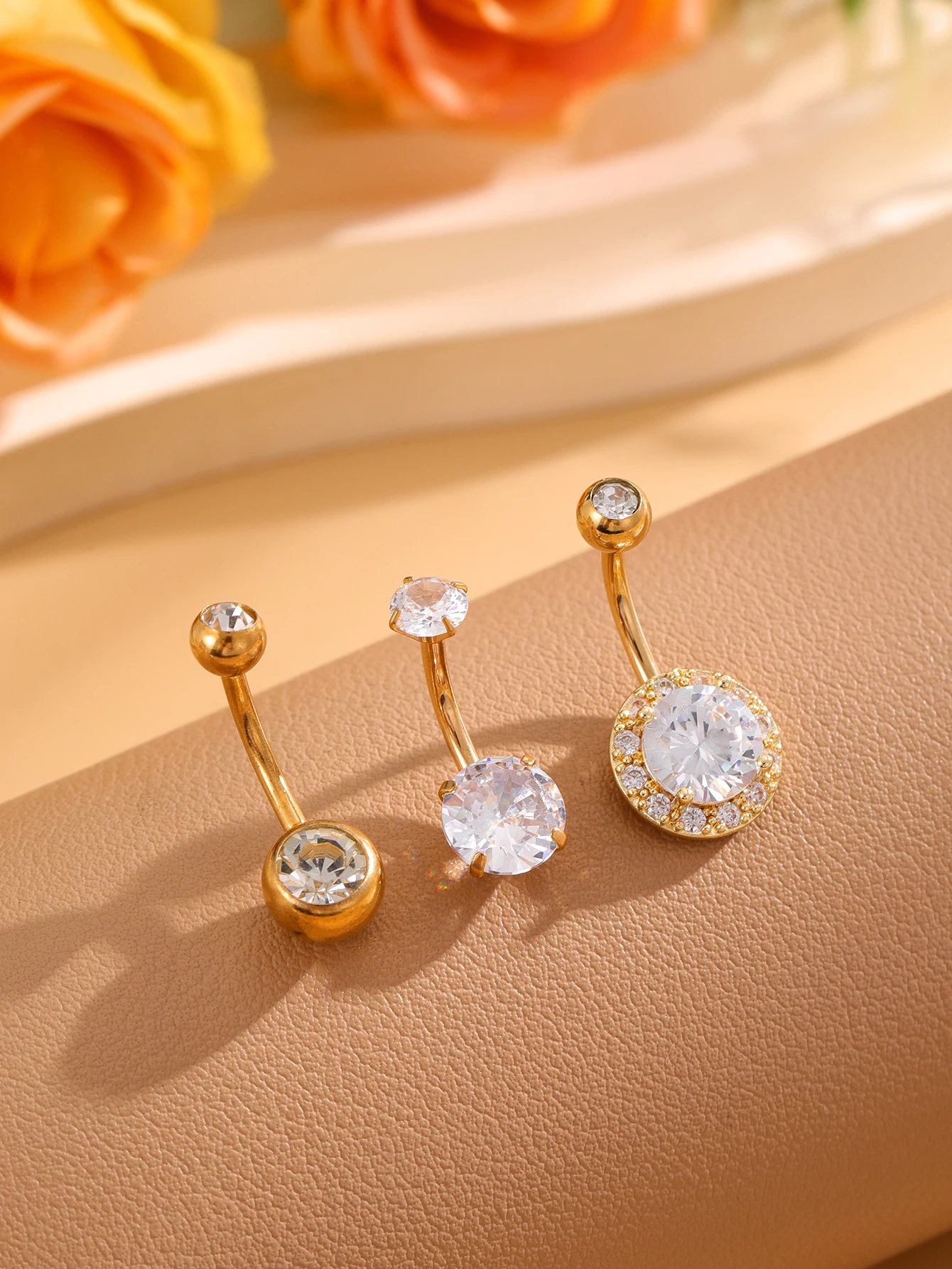 3er-Set gemischte Bauchnabelringe mit Herz- und Sternanhängern, 14G Edelstahl, gebogene Zirkonia-Bauchnabelpiercings, Nombril Nabelring – Detail 17