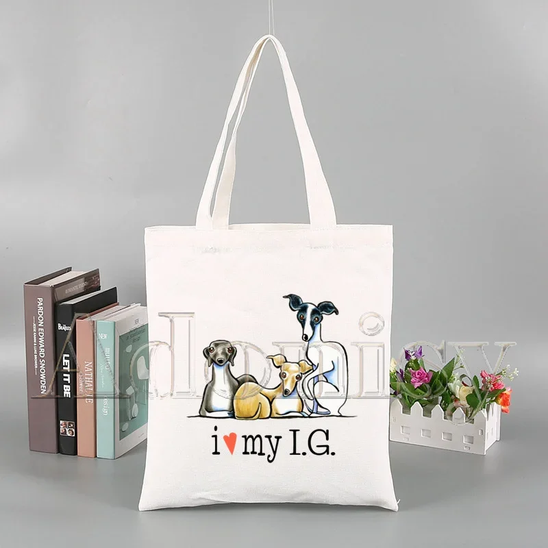 Greyhound Dog 's Travel Canvas Tote Bag Casual Shoulder School Bags Reusable Women's Shopping Bag