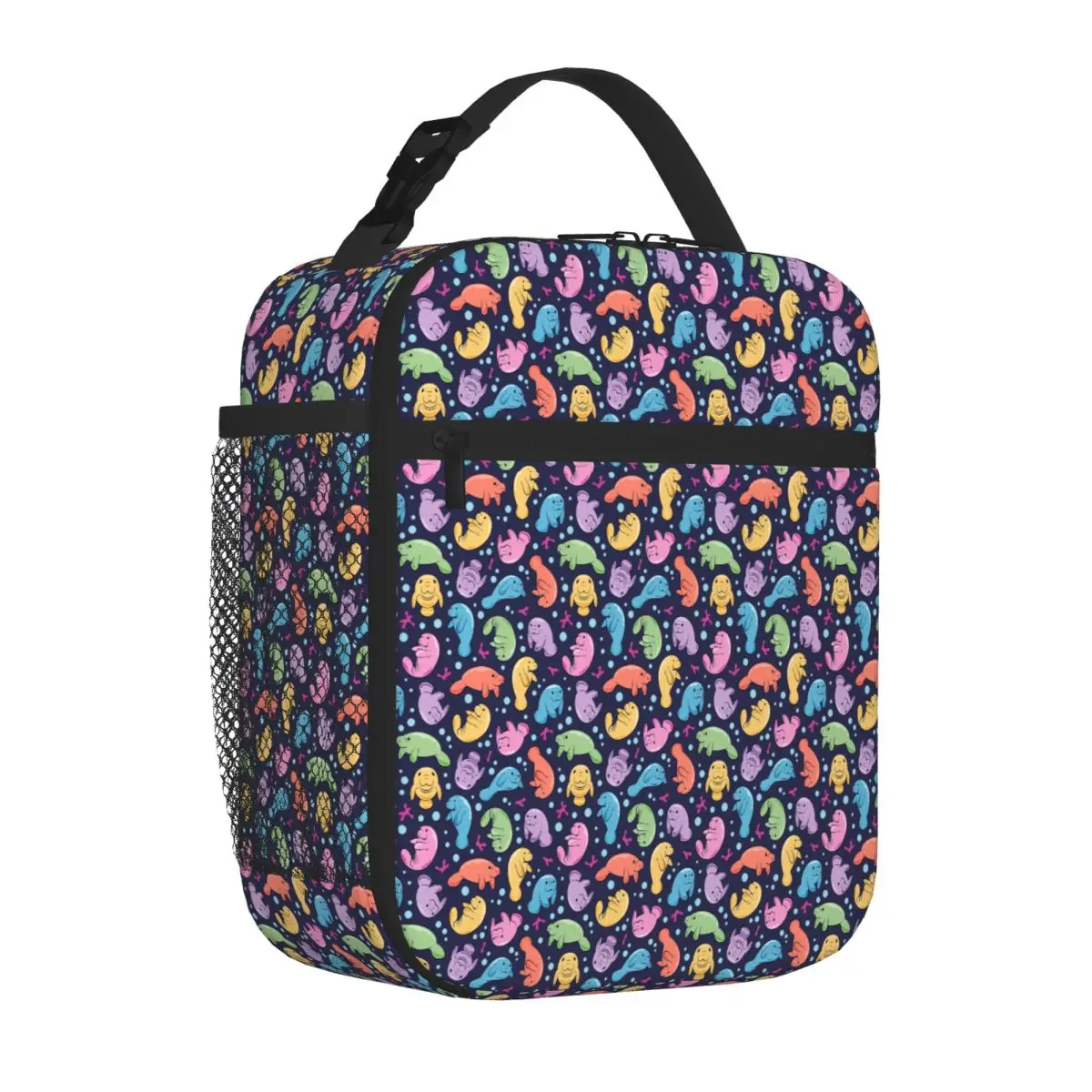 Bestselling Cute Manatee Pattern Colorful Underwater Pattern Multi Pocket Picnic Lunch Bag Downtown Work Lunch Box Bag