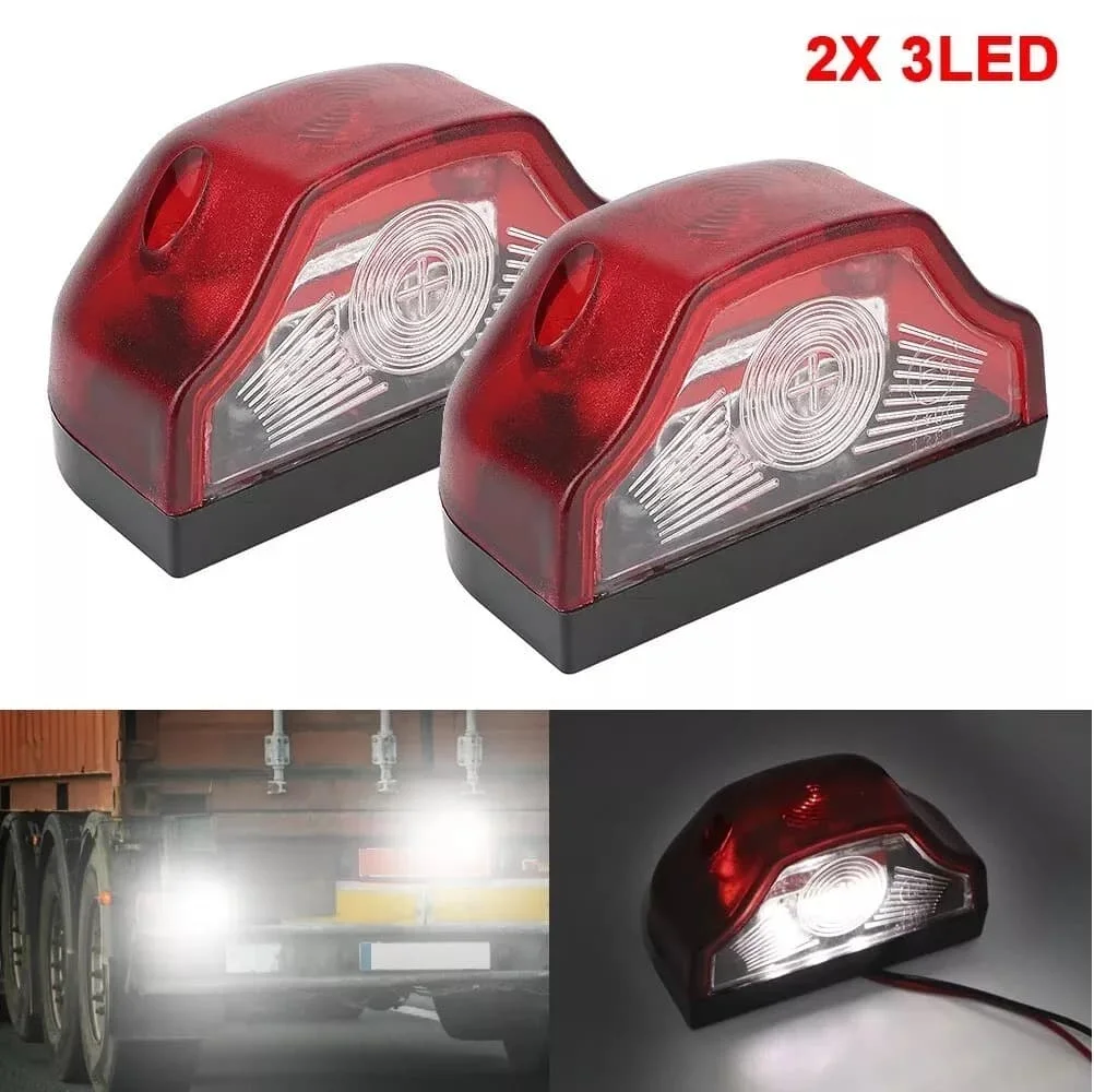 

For Lorry Truck Trailer White Light 3 LED Car Number Lamps 2Pcs 12V-24V Car License Plate Light Car Accessories Waterproof