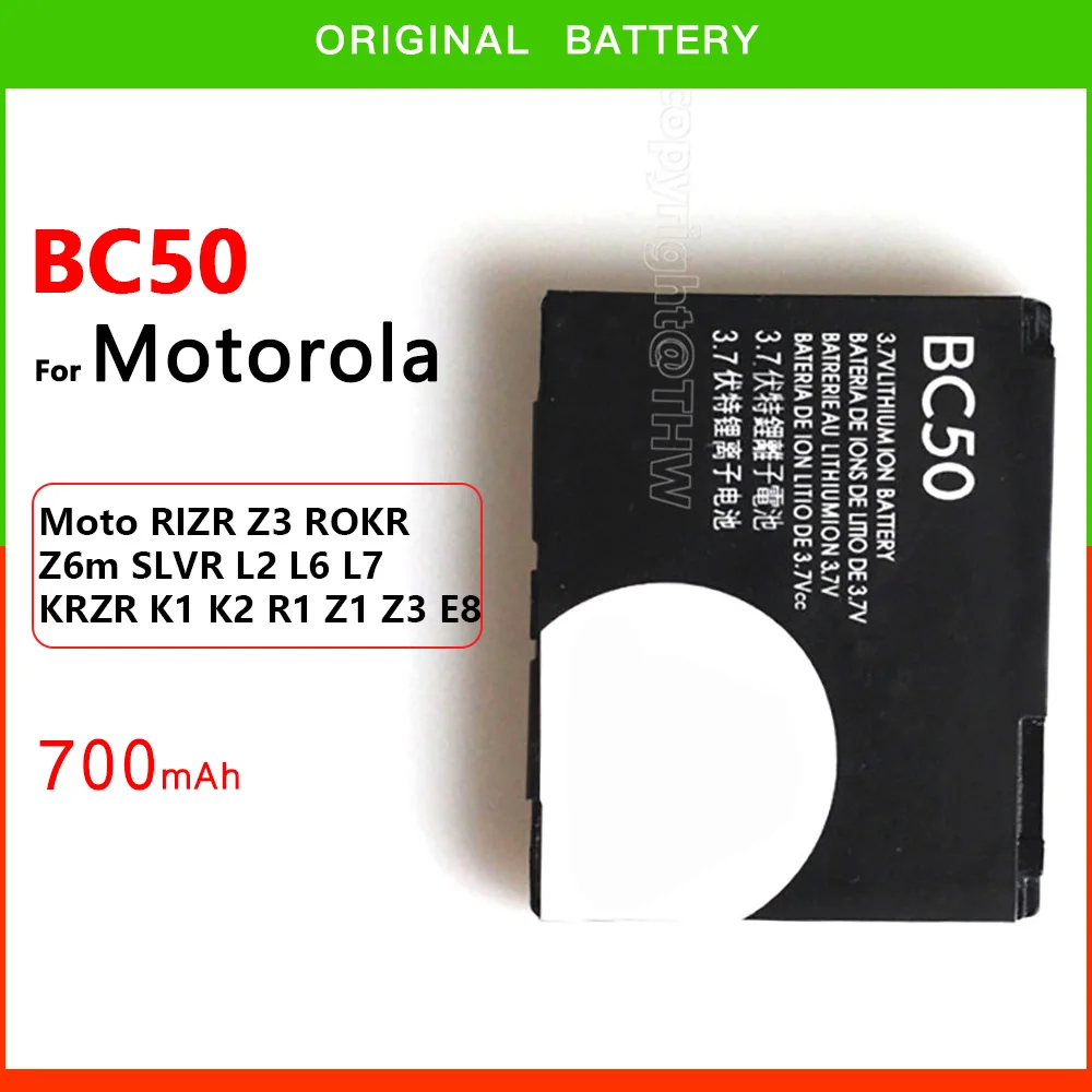 

Original Genuine BC50 Battery For Motorola MOTO RIZR Z3 ROKR Z6m SLVR L2 L6 L7 KRZR K1 K2 R1 Z1 Z3 E8 C257 C261 E690 EM35 W220M