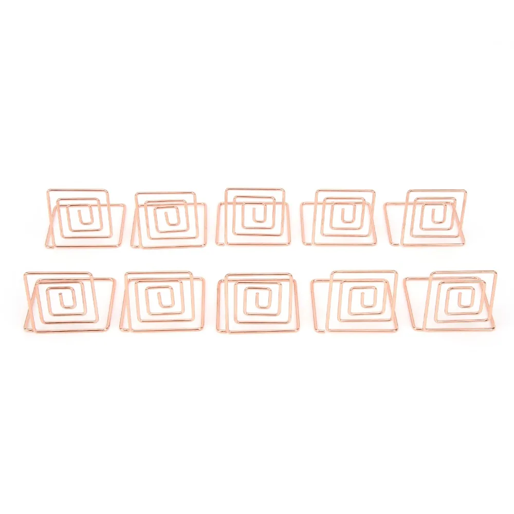 10Pcs Silver/ Rose Gold/ Gold Business Card Holder Metal Material Square Table Number Holders Decorative Multi-Purpose