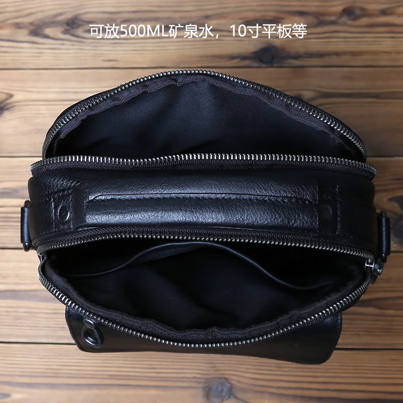NZPJ Leder Herren Umhängetasche Natürliches Rindsleder Lässige Umhängetasche Business Fashion Kleiner Rucksack Geeignet für 10-Zoll-IPad – Detail 17