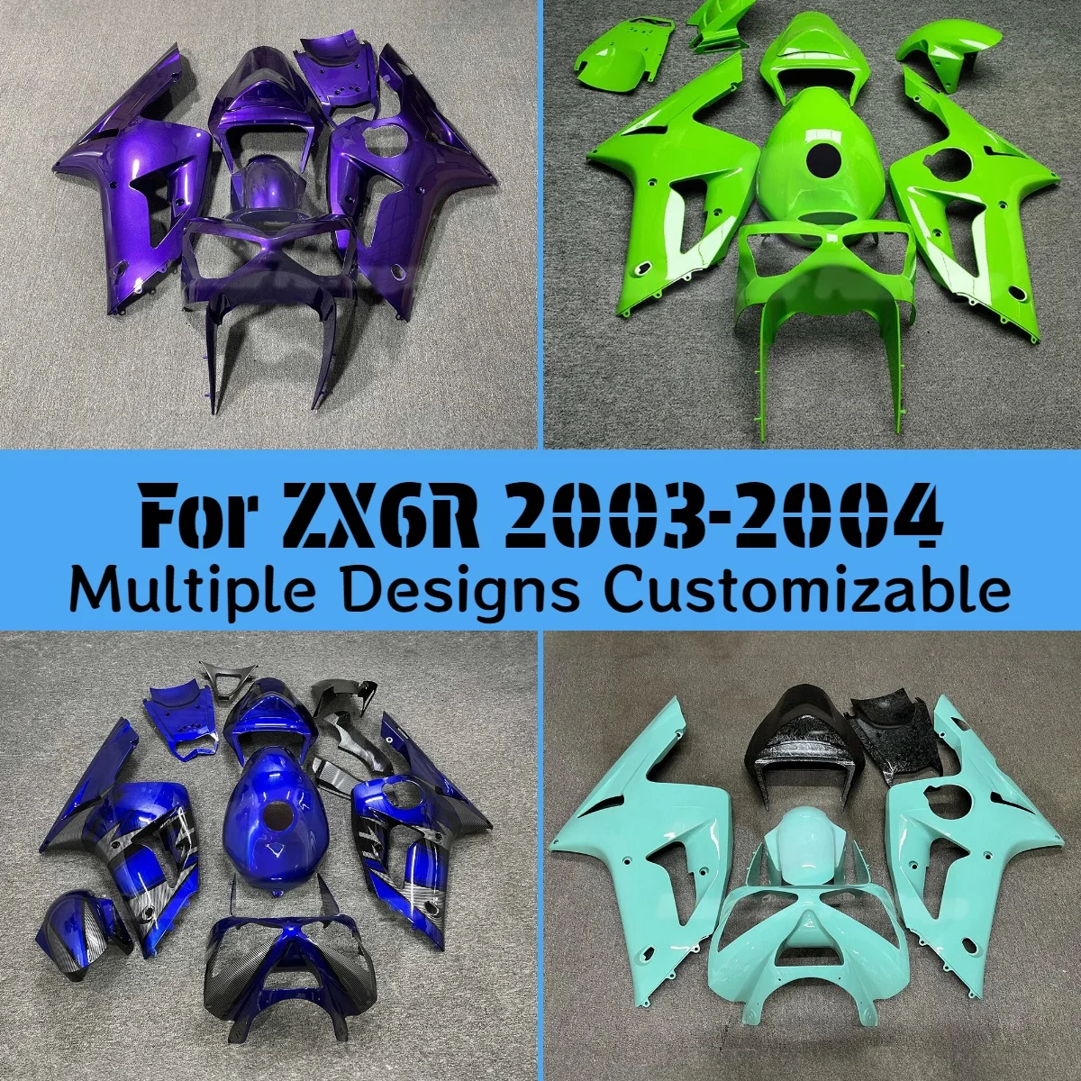 ZX 6R 2003 2004 100% Fit Fairings for Kawasaki ZX6R 03 04 ABS Plastic Motorcycle Body Parts Fairing Kit