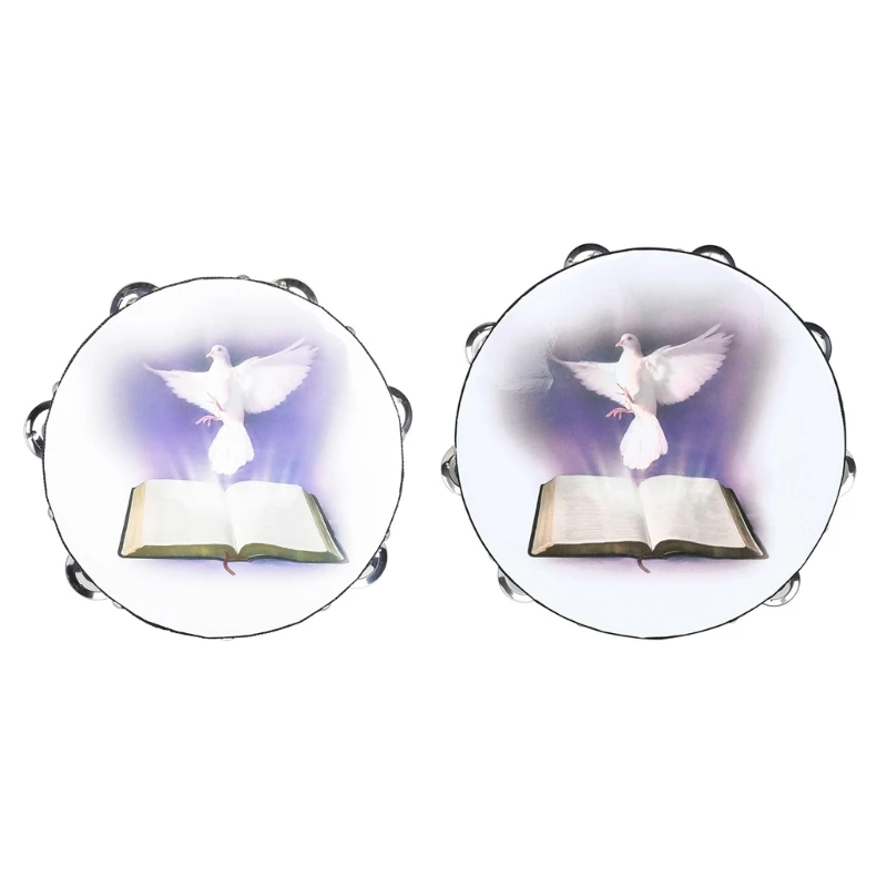 

Bible Double Row Bells Tambourine Mini Musical Instrument Hand Drum Hand Held Tambourine Drum Bells Music Toy