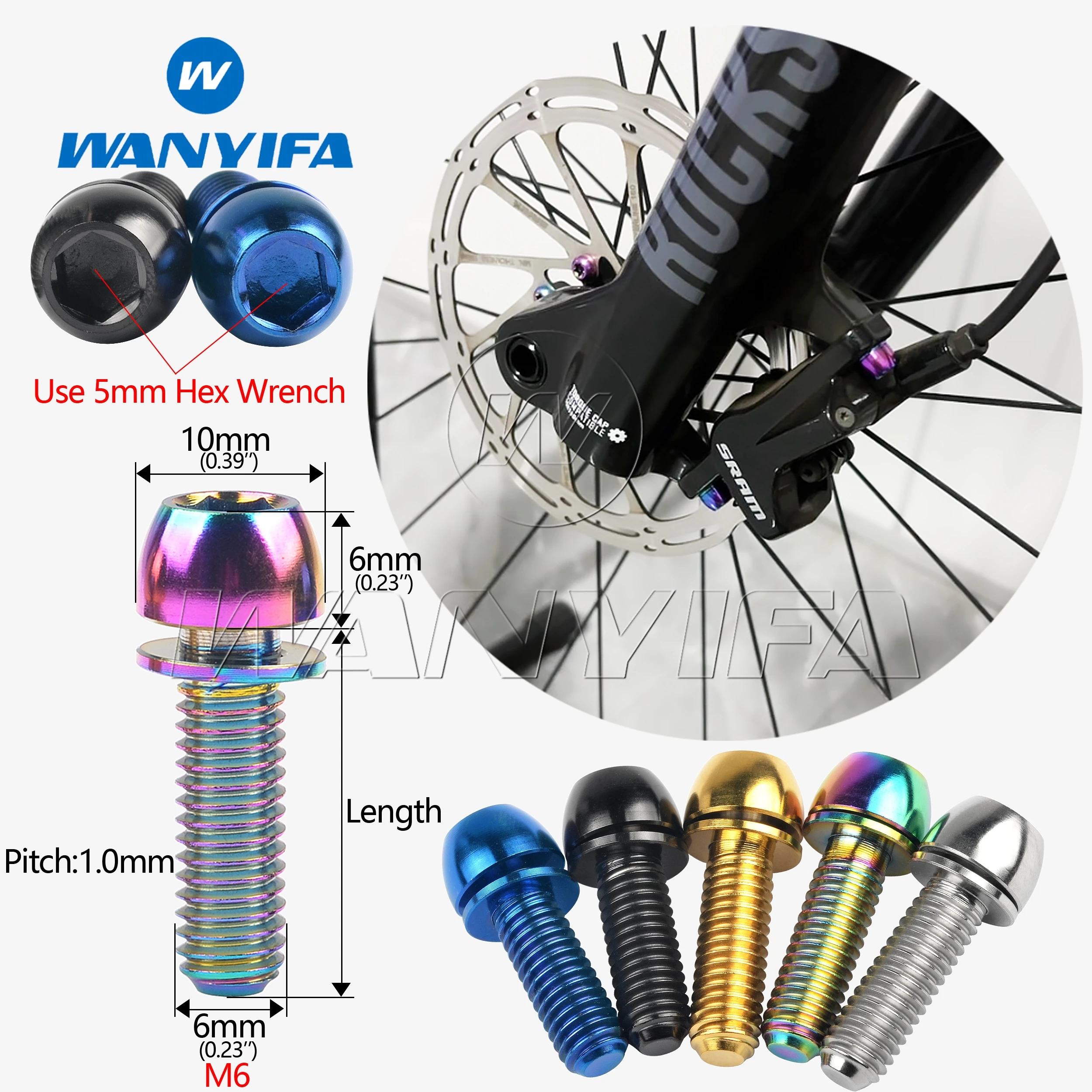 Wanyifa Titanium Bolts M6X18 20Mm Allen Hex Round Head Screws With Washers For Bicycle Brake Fixing