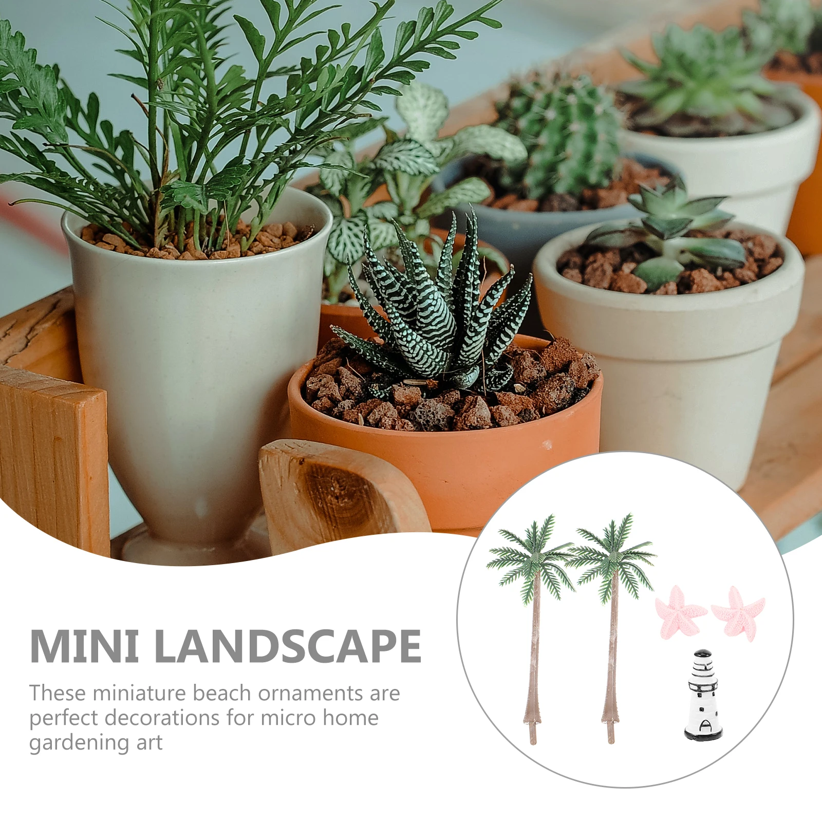 

1 Set Miniature Tree Sea Star Lighthouse Micro Landscape Bonsai Pot Beach Style Decoration Kids Play Micro Scene Accessories