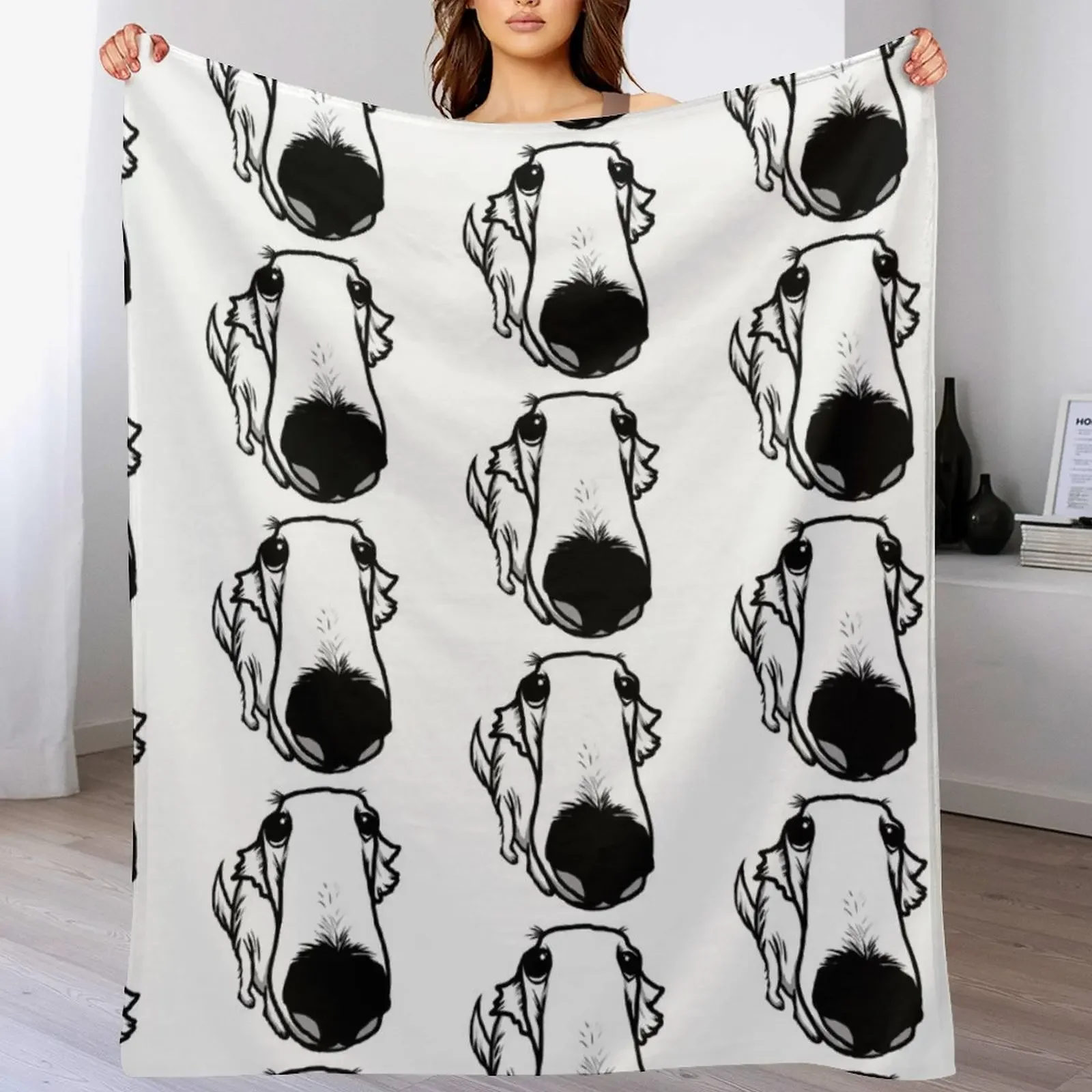 

Cute Borzoi, Long Faced Dog Throw Blanket All Season Soft Lightweight Blanket for Home
