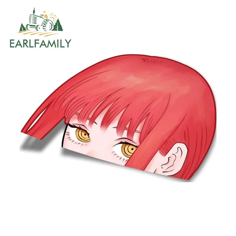 EARLFAMILY 13cm x 8.5cm for Makima Cute Peeker Anime Car Stickers Windows Trunk Decal Windshiel Graffiti Camper Car Accessoires