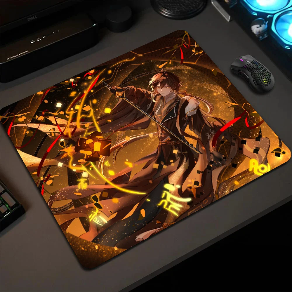 Zhongli Genshin Mousepad Small LockEdge Mouse Pad For Gamers Computer Desk Pad Rectangular Anti-slip Rubber