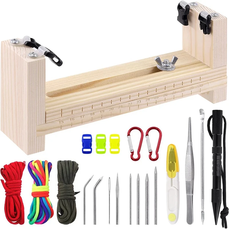 

Paracords Bracelet Jig Kit Adjustable Wood Weaving Jig Bracelet Maker Paracords Bracelet Jig With Knotter Tool Lacing Needles