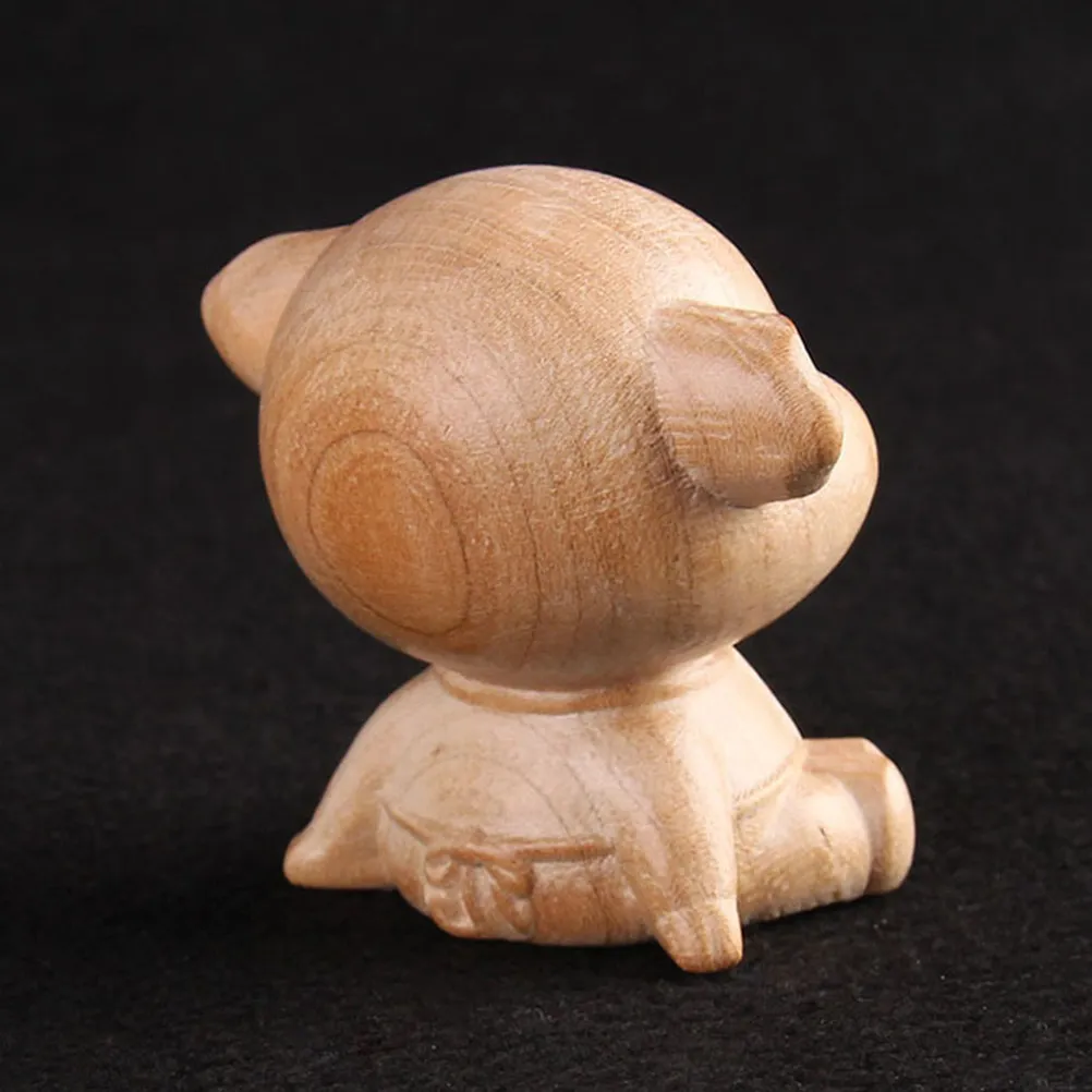 Exquisitely Crafted Wooden Pig Decoration Mini Carved Pig Statue Warm Cozy Aesthetic Wood Decor for Study Meditation Space Home