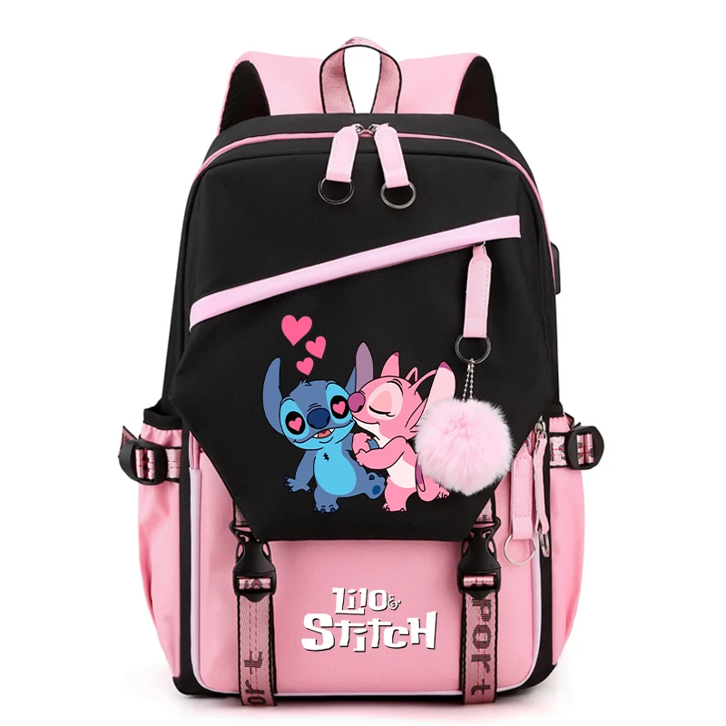Anime Lilo Stitch Canvas Backpack for Boy Girl Back To School Large Capacity Bookbag Student Bookbag Women Travel Bag Mochila