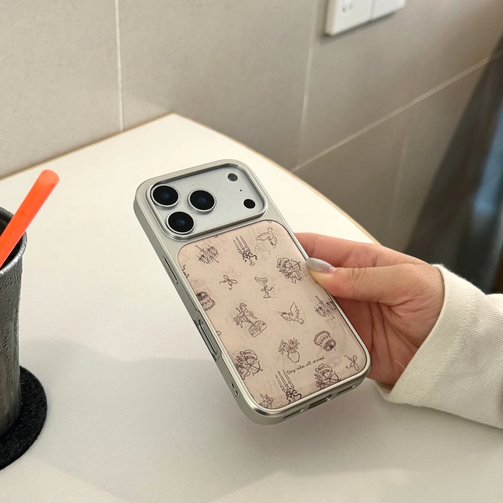 الرجعية المحكمة نمط الشمعدان تاج هزاز الحصان كيوبيد الملاك مع حامل غطاء الهاتف القضية آيفون 17 16 15 14 برو ماكس #5