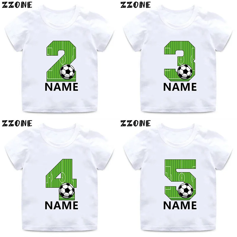 Football Number Print Boys T-shirts 1 2 3 4 5 6 7 8 9 Years Birthday Custom Name Soccer Kids Clothes Baby Girls Tshirt,HKP2724