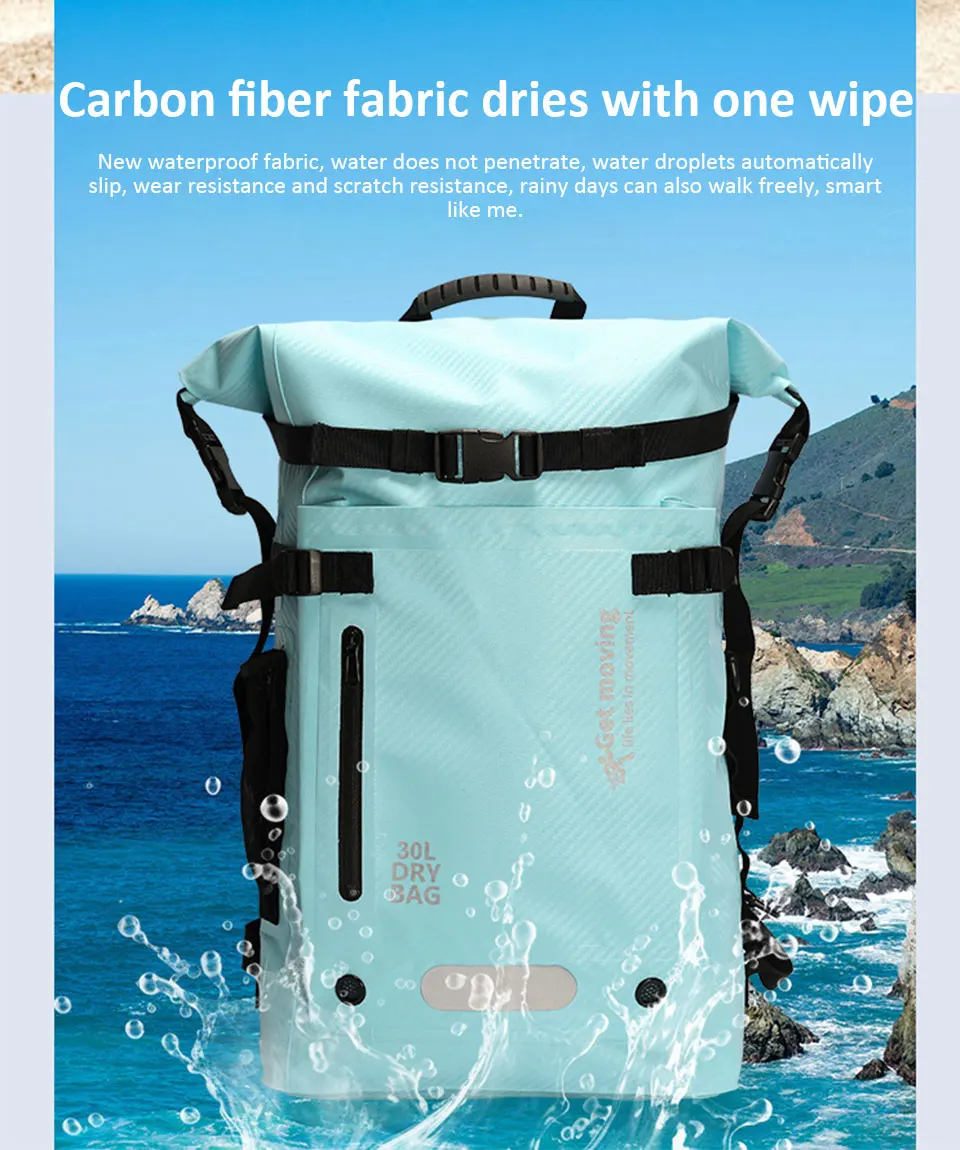 30L Trockentasche mit großem Fassungsvermögen, Trocken- und Nasstrennung, wasserdichter Schwimmrucksack für Reisen/Wassersport/Wandern, Aufbewahrungstasche – Detail 4