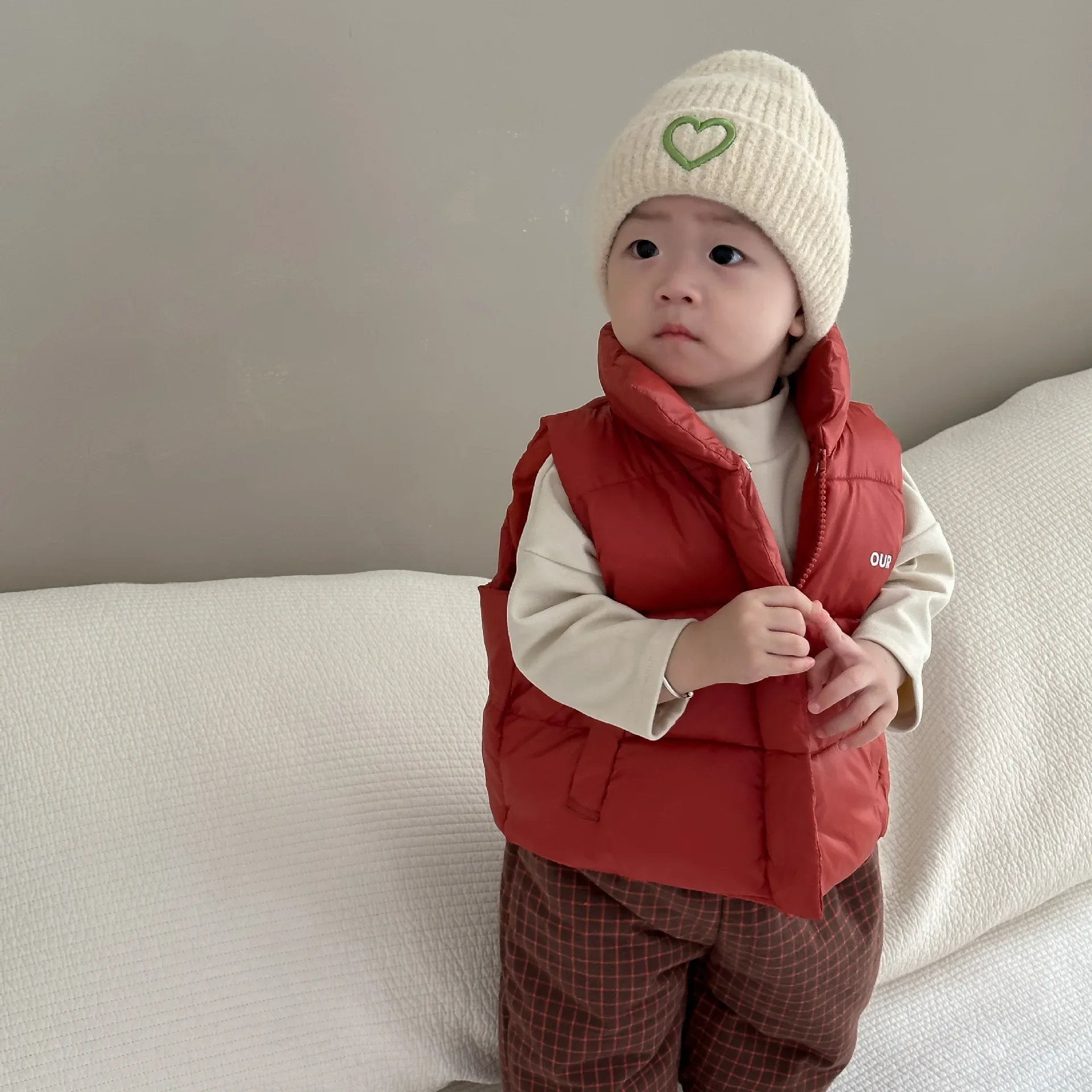 Children Autumn and Winter Clothes Children Cotton Vest Jacket Korean Baby Outer Clothing Cotton Vest Baby Thick Winter Clothing