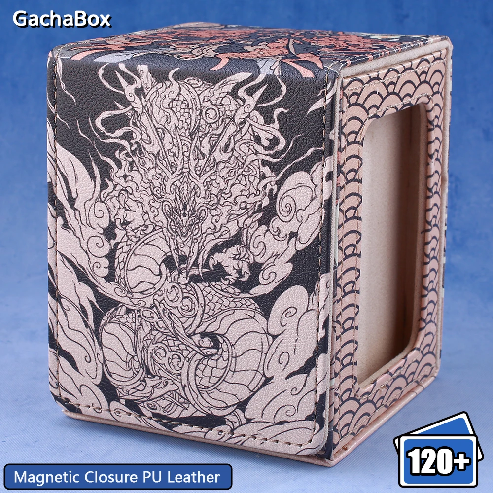 

​ Коробка для колоды карт Rayquaza, искусственная кожа с магнитной застежкой, окошко для дисплея, держатели 120 + карты с рукавами для плееров PTCG, YGO, TCGMTG, вентиляторы подарков