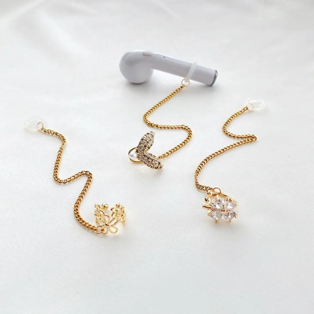 1Pair Stainless Steel Earphone Anti-Lost Ear Clip Chains Wireless Bluetooth Earphone Earrings for AirPods Pro 2/AirPods 3 2 1