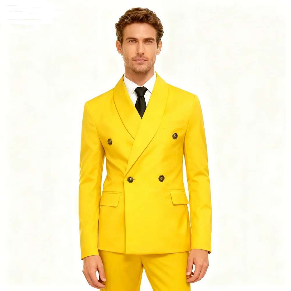 

Burgundy Shawl Lapel Suit Jacket Double Breasted Comfortable Slim Fit Wedding Blazer Fashion Prom Top for Men