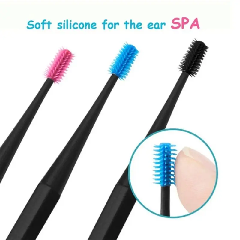 Silicone 360 Degree Sipral Earpick Double Sided Ear Wax Curette Remover Cleaner Spoon Brush Hygiene Care Soft Cleaning Massage