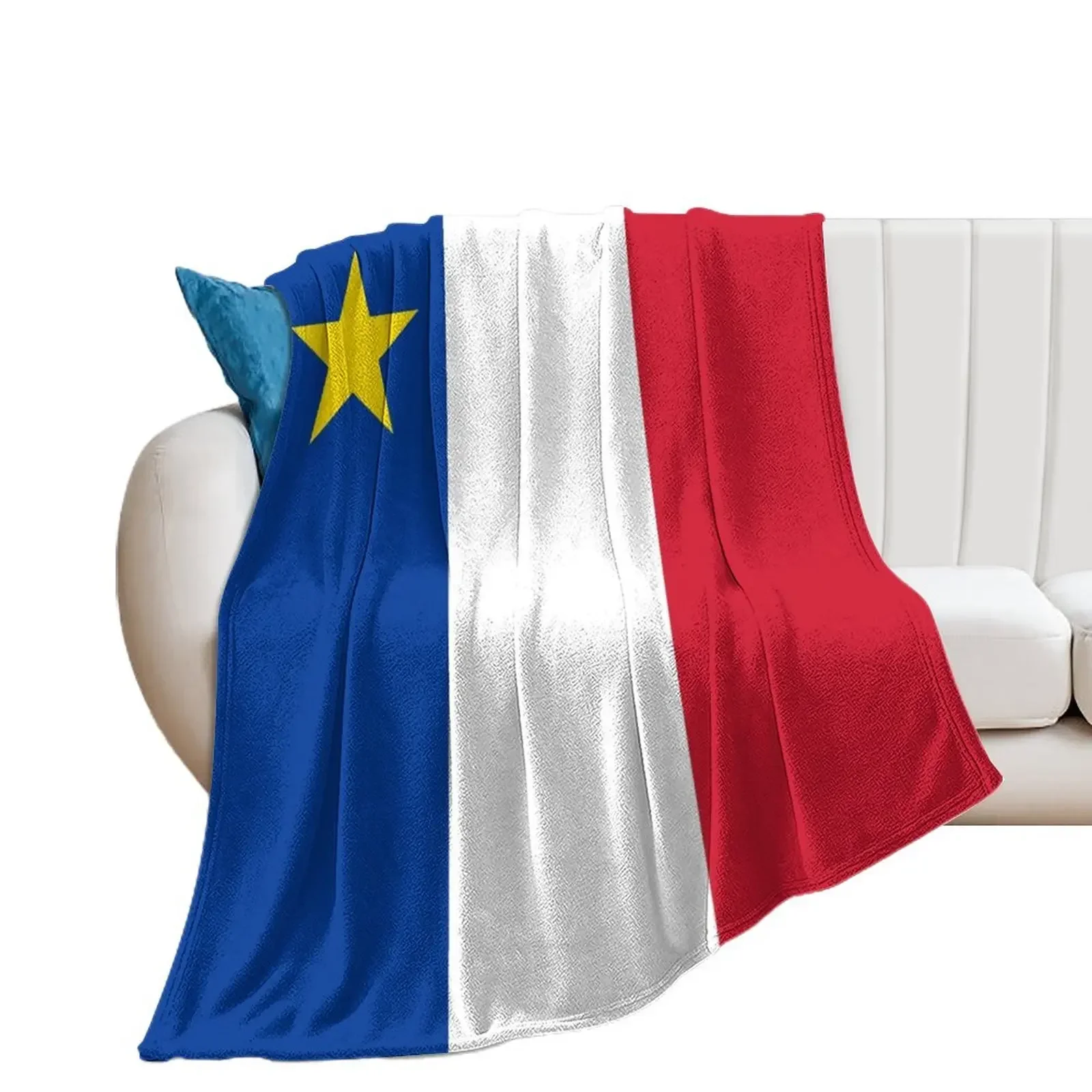 Acadie Acadia Flag blue white red North American New Brunswick Acadian French Canada HD Throw Blanket Vintage Blankets