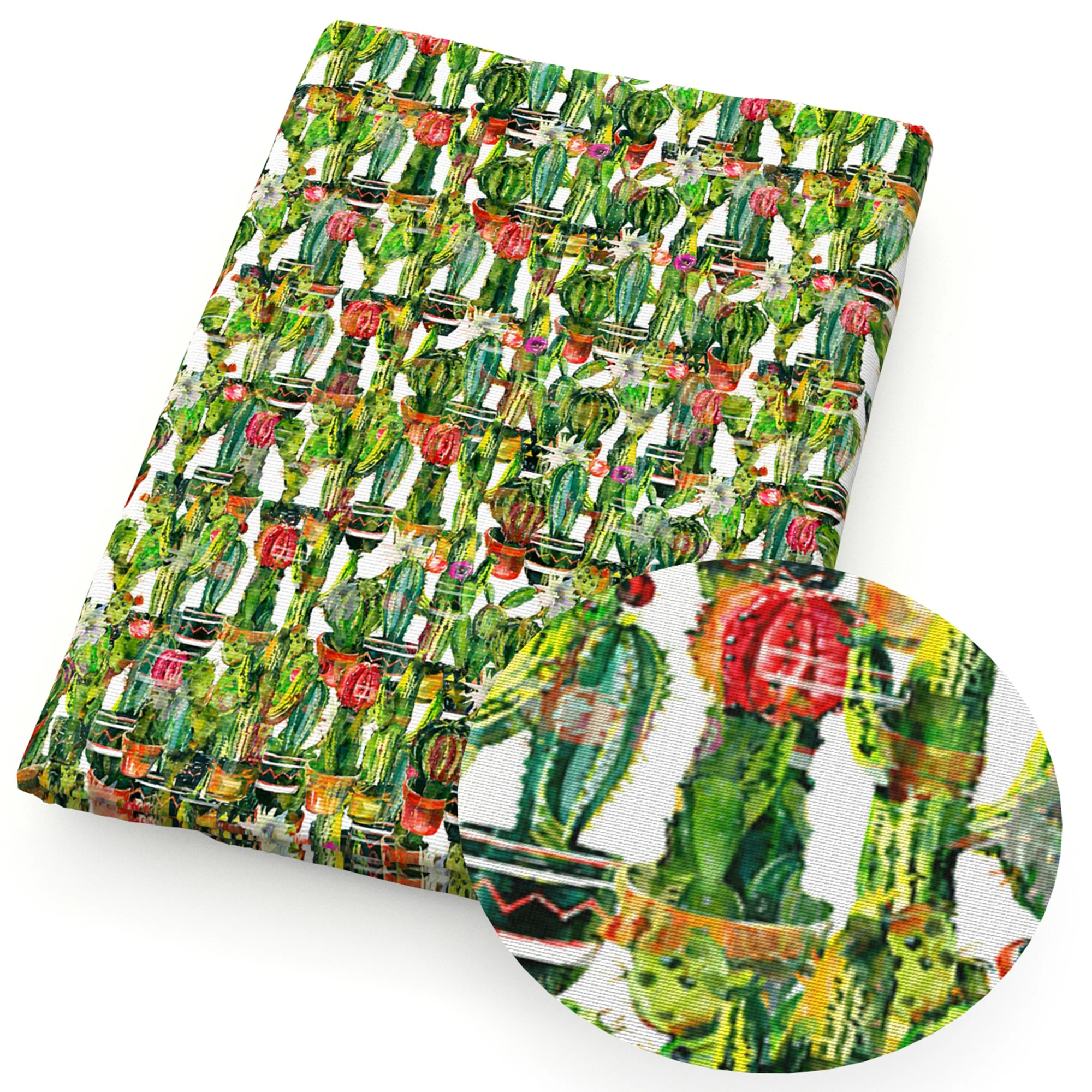 Plant Cactus Leaves Printed Polyester Pure Cotton Material Patchwork Tissue Sewing Quilting Fabrics Needlework Cloth