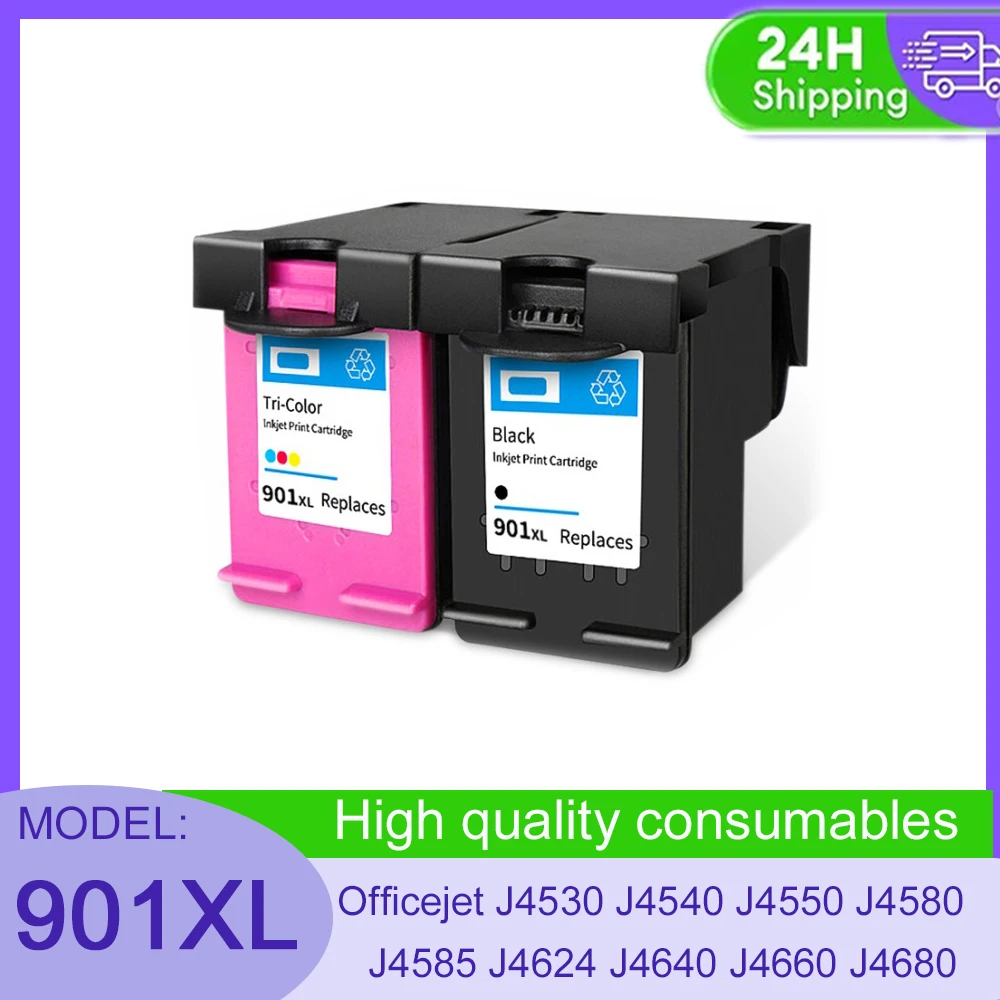 

Vilaxh 901XL Compatible Ink Cartridge For HP 901XL OfficejetJ4530 J4540 J4550 J4580 J4585 J4624 J4640 J4660 J4680 J4680c Printer
