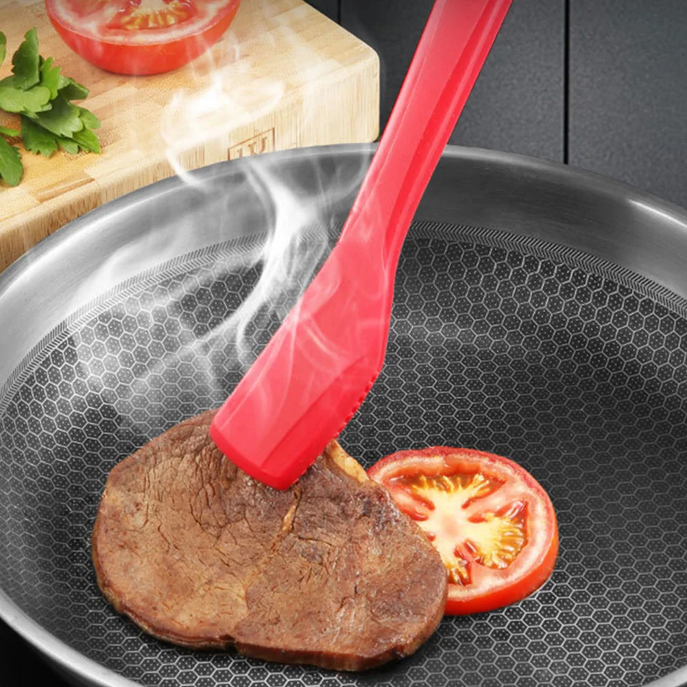 

Silica Gel Bread BBQ Clip Kitchen Food Tongs Steaks Multipurpose Red Long Handle Tool Stainless Steel Handy Vegetable