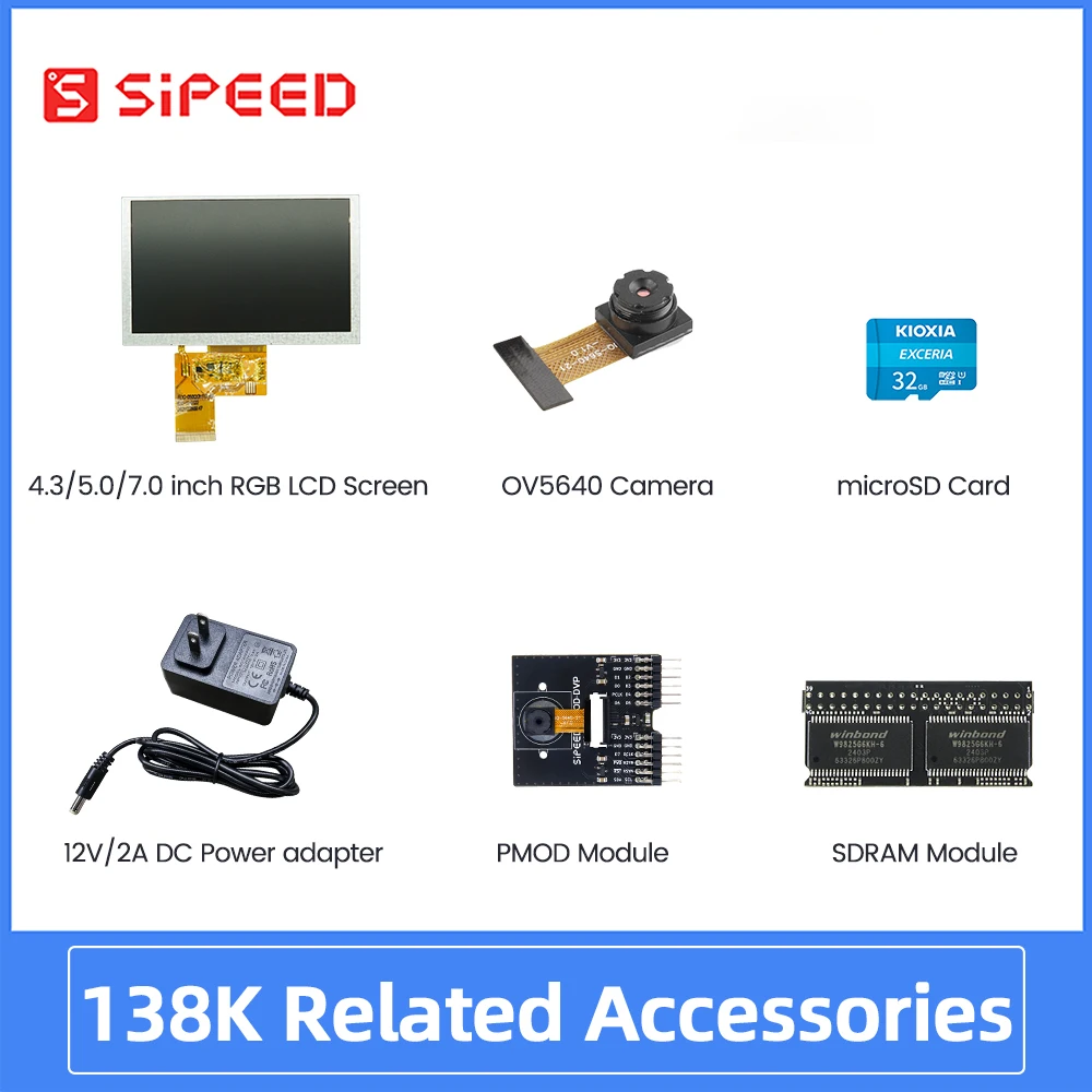 Sipeed Tang Mega 138K Dock Accessories TF card screen PMOD module power camera