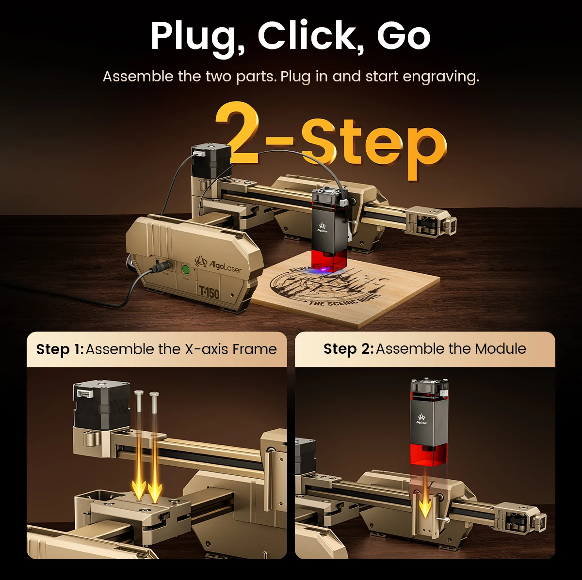 Algolaser T150 Protable High Precision Laser Engraving Machine 2.5W 6W 10W Mini DIY Metal Glass Wood Leather Lase Engraver