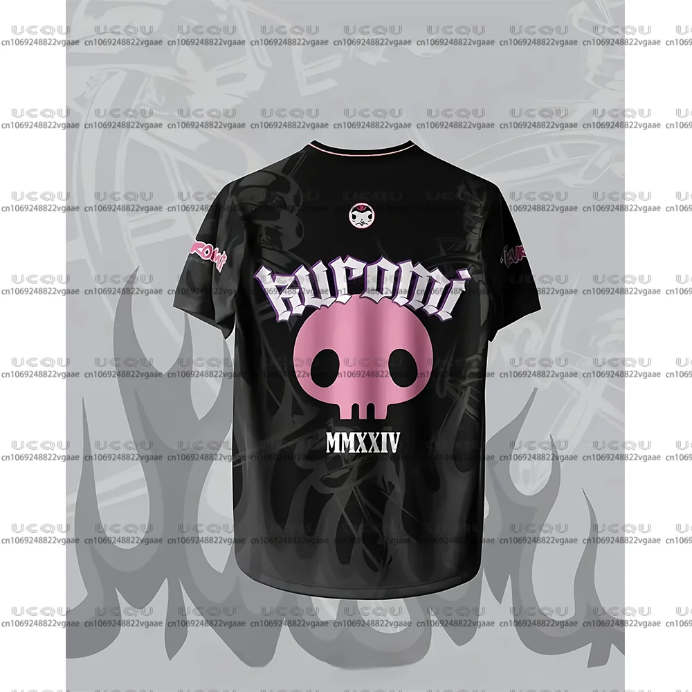 Disney meninas crianças kuromi anime crianças meninos t camisa presente y2k roupas de futebol topo verão casual camiseta crânio chama kitty