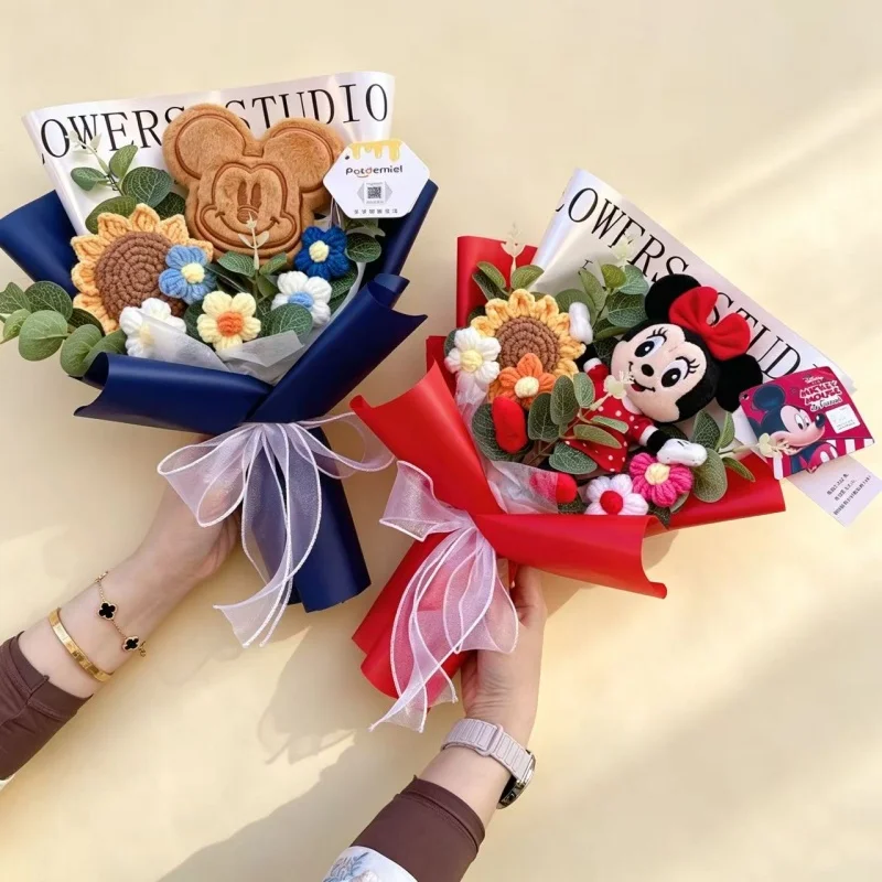 Cartoon Anime Micky Mouse Minnie Plush Dolls Stuffed Animals Creative Handmade Bouquets Birthday Christmas Valentine Gifts
