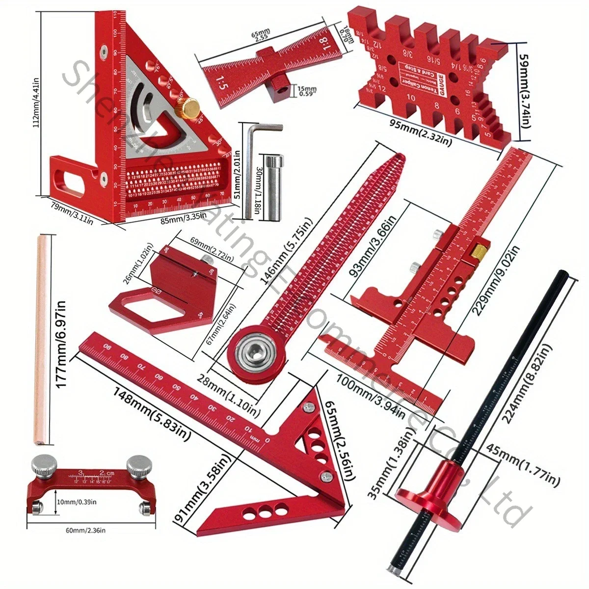 Excellent Woodworking Measurement Tool Kit With Storage Box, Project Planning Layout, Wooden Board Splicing Auxiliary Kit
