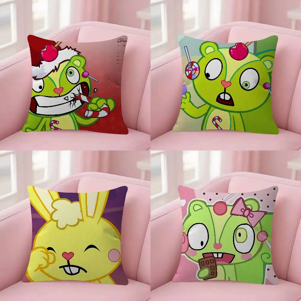 Cute American Cartoon H-Happy Tree F-Friends Cushion Cover Soft Decorative Square Cushion Covers 45x45cm Pillowcases For Couch