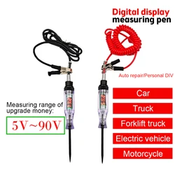 DC5V~90V Circuit Tester Voltage Tester Pen Needle Screwdriver Cable Skin Piercing Car Repair Tools Voltage LED Digital Display