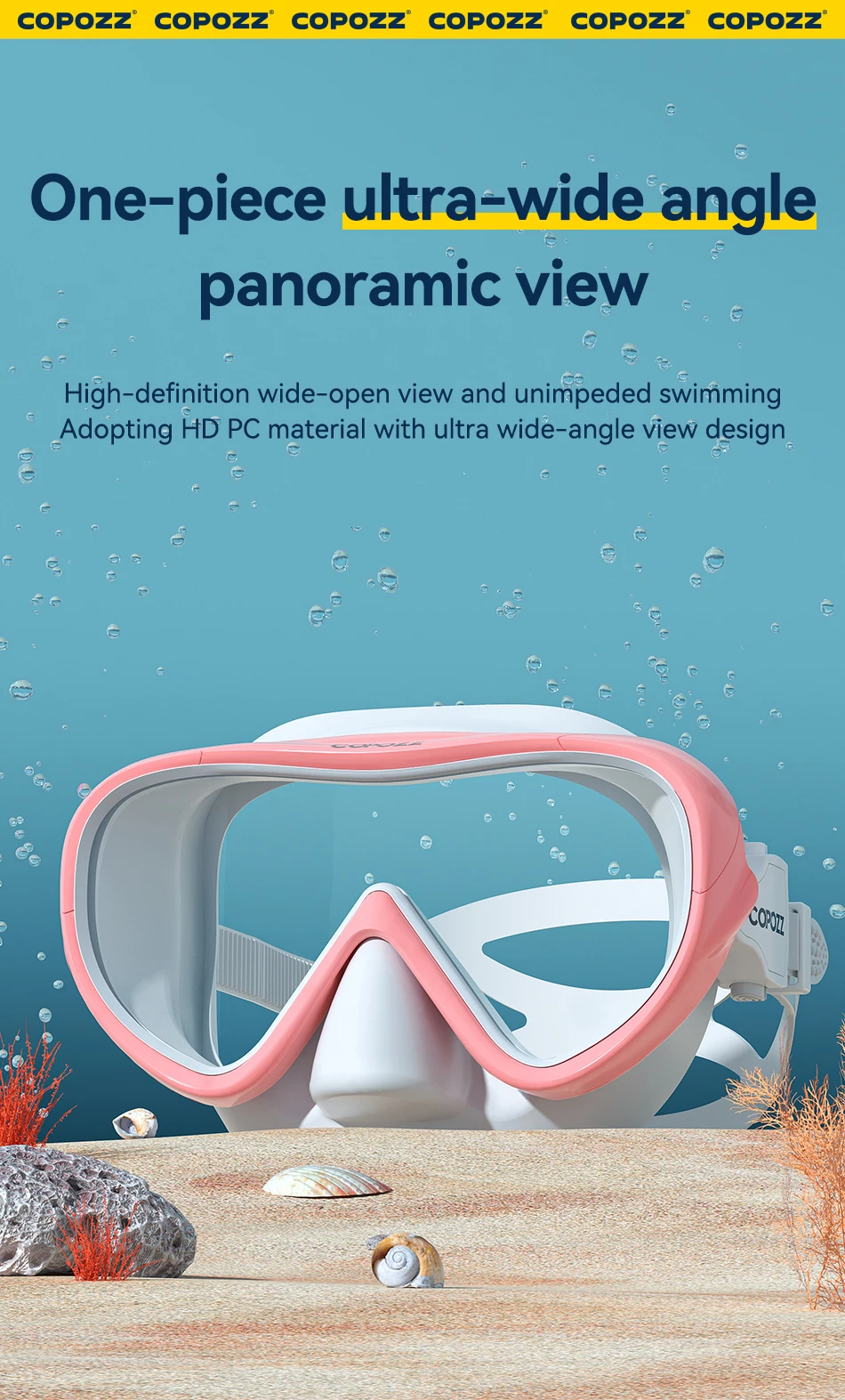 COPOZZ Professionelle Tauchmaske Vollsichtmaske Unterwasser Schnorchel Maske Set Schwimmen Schnorchel HD Anti Nebel Tauchausrüstung – Detail 4