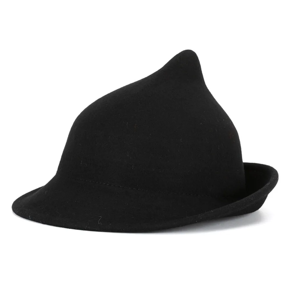Gifts Wool Felt Wool Hat Rolled Brim Solid Witch Hat Vintage Style Pointed Top Magic Hat Stage Performance