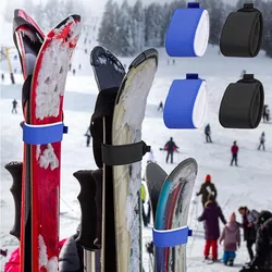 Nylon Ski Straps Adjustable Portable Fastener Tape Hook and Loop Ski Fixing Wraps Adjustable Snowboard Nylon Strap Ski Accessary