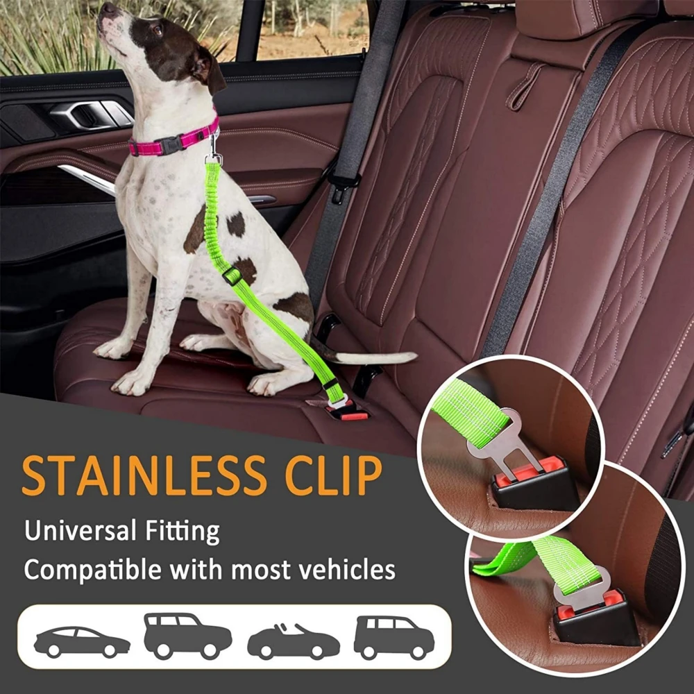 

Durable Nylon Dog Seat Belt For Small Large Dogs Adjustable Reflective Elastic Lead Puppy Travel Car Safety Rope French Bulldog