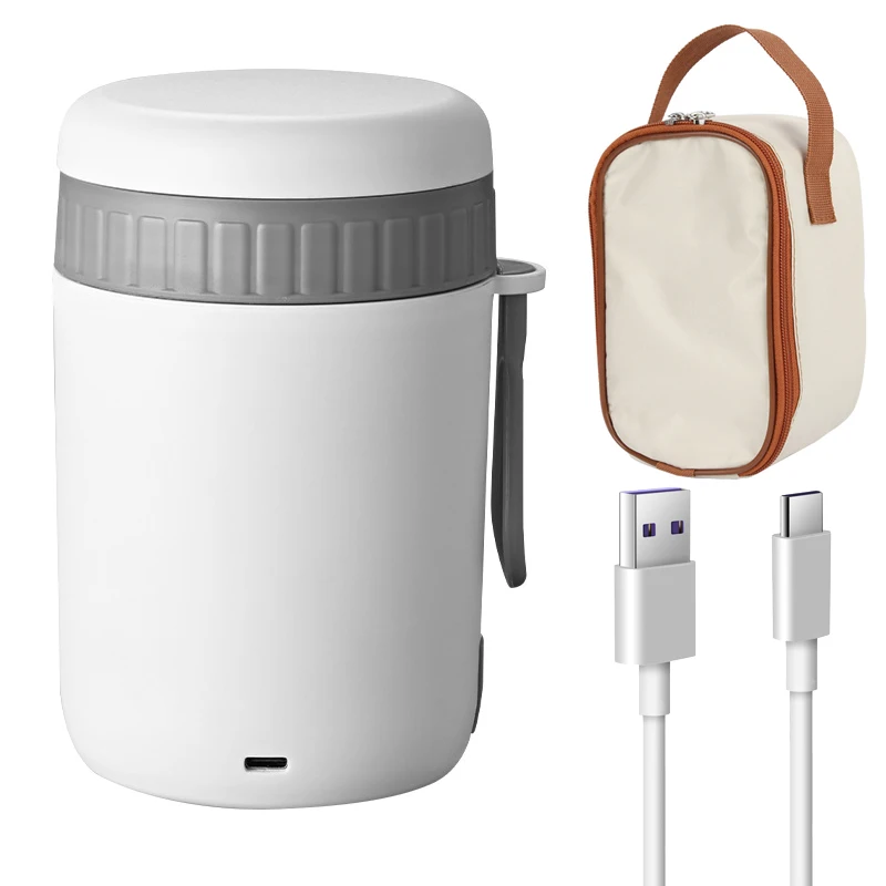 USB Electric Heating Lunch Box Stainless Steel 450ML Small Milk Drink Water Food Warmer Container 5V 12V 24V Car Work Heater