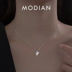 MODIAN Exquisite Eyes Necklace New Fashion Authentic 925 Sterling Silver Sparkling Clear CZ Link Chain Female Gift Fine Jewelry