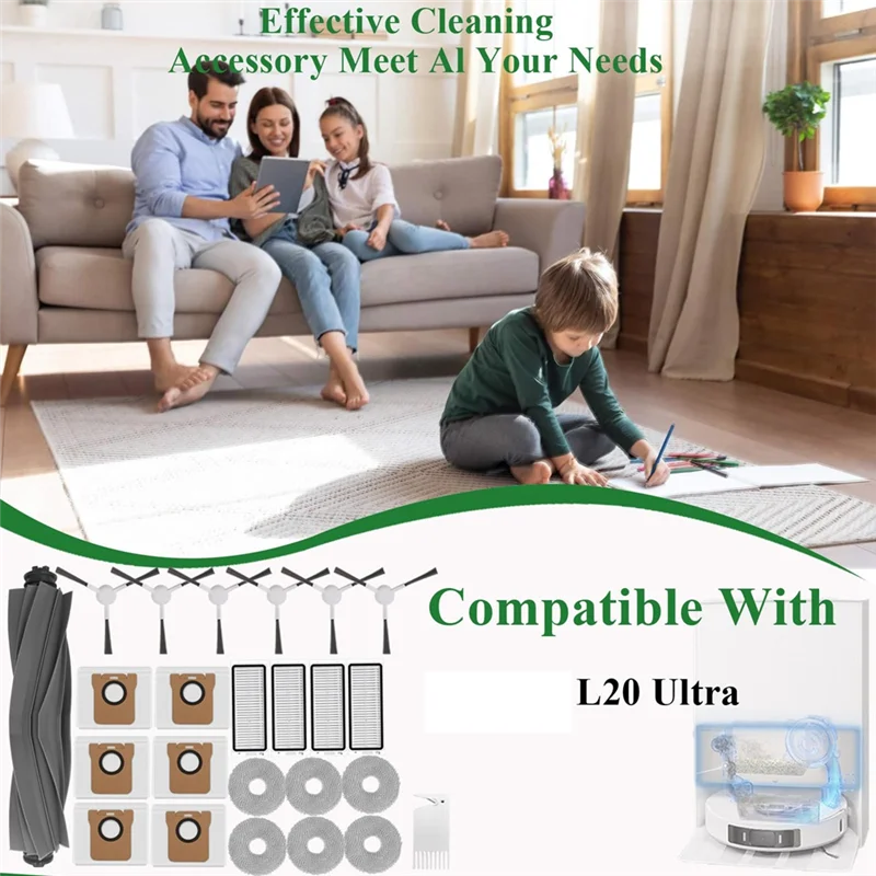 

Accessories Kit Compatible For Dream L20 Ultra/L30 Ultra Robot Vacuum Main Brush Hepa Filters Side Brush Mop Pads
