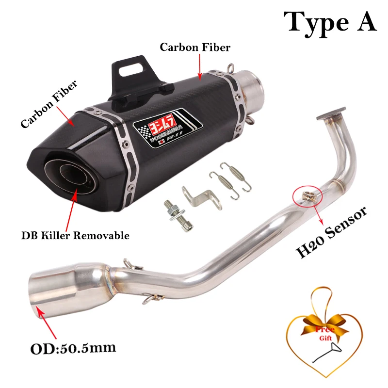 Slip On For YAMAHA Xmax 125 X MAX125 2021 - 2023 Full System Motorcycle Exhaust Escape Moto Front Link Pipe Carbon Fiber Muffler