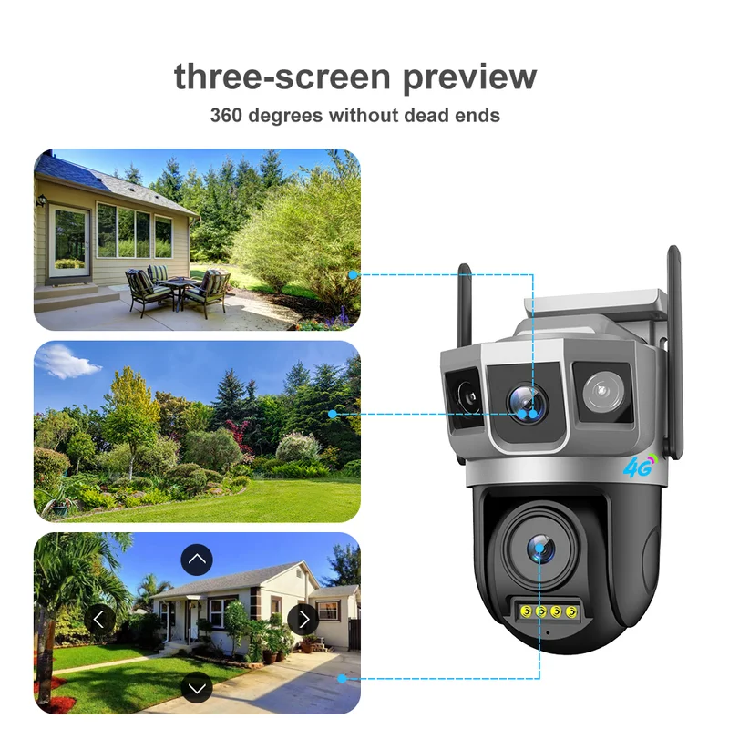 6MP Dual Lens PTZ WiFi Outdoor Home Security Surveillance Camera IP66 Waterproof for Home Safety