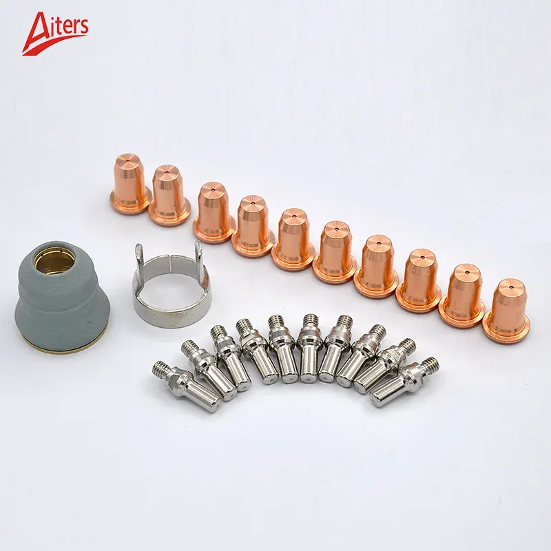 Plasma PT60 Cutting Torch Consumables 22Pcs Electrode Nozzle Swirl Ring and Spring Guide 22pcs Kit
