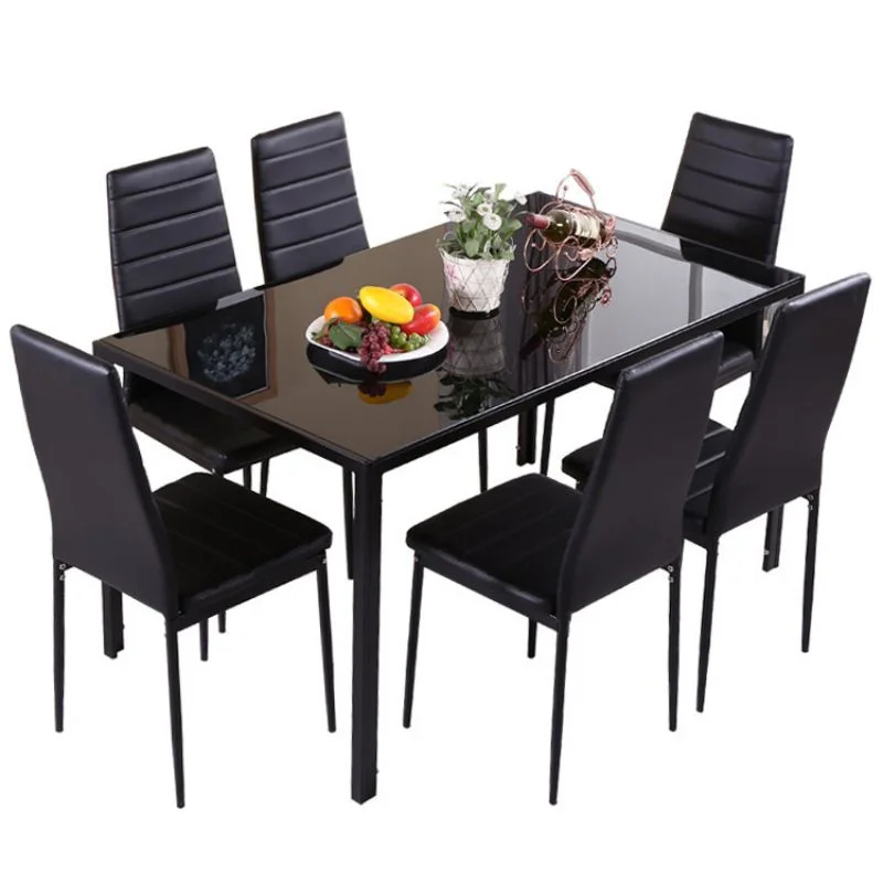 Juego de mesa de comedor de cristal de lujo, 6 sillas, moderno, clásico, 8 asientos, barato